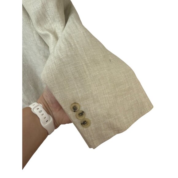 Alan Flusser 100% Linen Men's Sport Coat Jacket Beige Neutral Summer - Picture 6 of 12